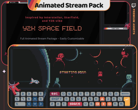 Space Animation Stream Pack Twitch Star Overlay Animated Galaxy Field Cute Cat Bunny Aesthetic Full Package Lofi Youtube Vtuber Chatting