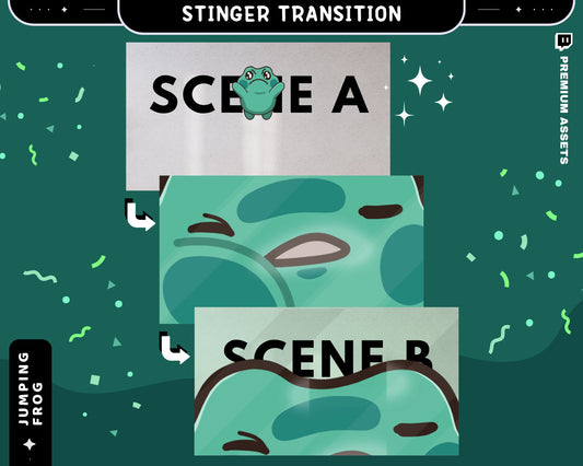 Introducing our adorable Frog Twitch Stinger Transition, perfect for adding a touch of whimsy to your streaming experience