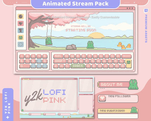 Elevate your Twitch stream&#39;s visual appeal with an animated pink overlay, adding a splash of vibrant energy to your content.