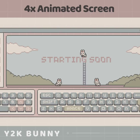 Lofi Twitch Screen Animation | Y2K Bunny Animated Stream Screens Rabbit Streaming Cute Overlay Aesthetic Streamer Screen Pixel Art Overlays