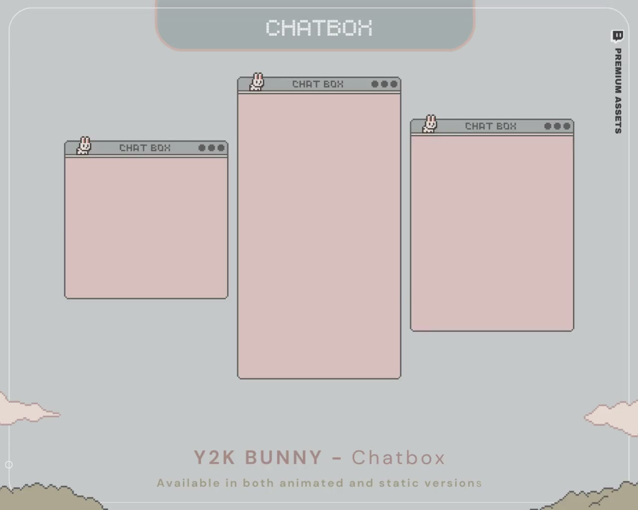 Animated Twitch Chatbox Animation Bunny Chat Stream Overlay Pixel Cozy Lofi Cute Rabbit Cat Stream Vtubber Kick Youtube Live Streaming