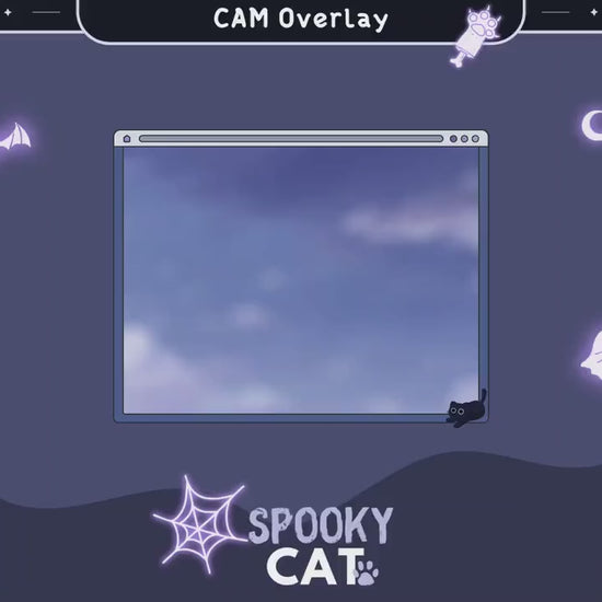 Cat Spooky Cam Overlay Twitch Stream Frame Animation Kitty Animated Cute Kitten Youtube Streaming Frame Chatting Gaming Vtuber Kick Youtube