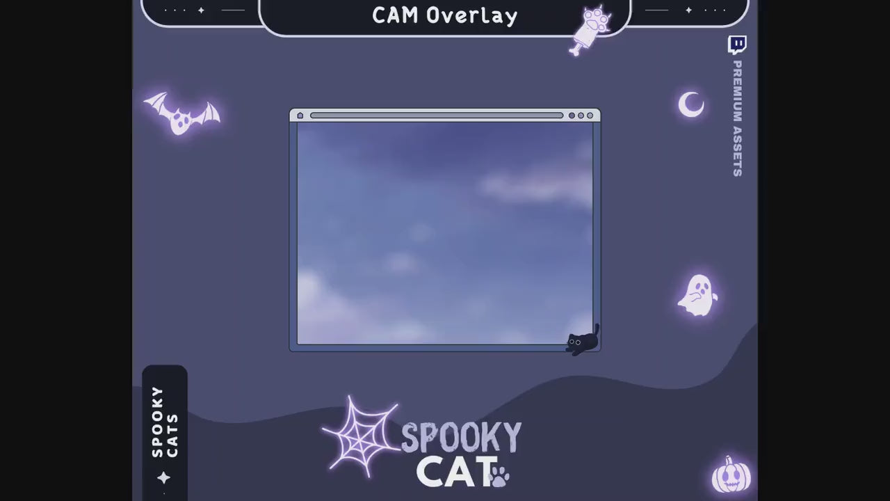 Cat Spooky Cam Overlay Twitch Stream Frame Animation Kitty Animated Cute Kitten Youtube Streaming Frame Chatting Gaming Vtuber Kick Youtube