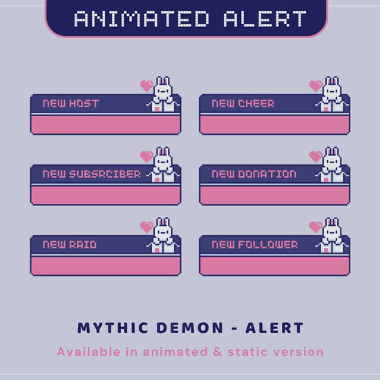 Twitch Alert Animation Overlay Bunny Rabbit Animated Stream Alerts Cat Kitty Cute Streaming Twitch Kick Youtube Vtubber Funny New Raid Cheer