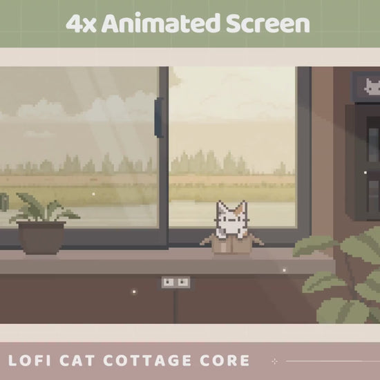 Lofi Twitch Screen Animation | Cat CottageCore Cute Animated Stream Screens Kitty Streaming Overlay Aesthetic Pixel Art Overlays