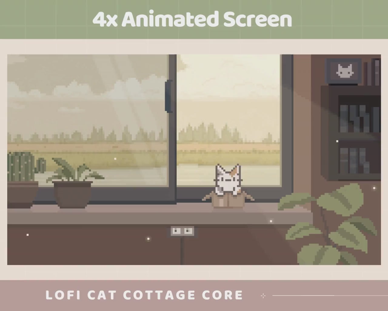 Lofi Twitch Screen Animation | Cat CottageCore Cute Animated Stream Screens Kitty Streaming Overlay Aesthetic Pixel Art Overlays